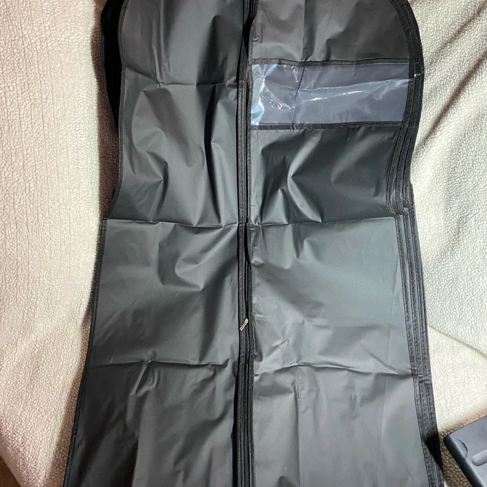 8pk. PEVA 43”L Black Garment Zipper Bags w/ window, 23.75”W, hangable,
